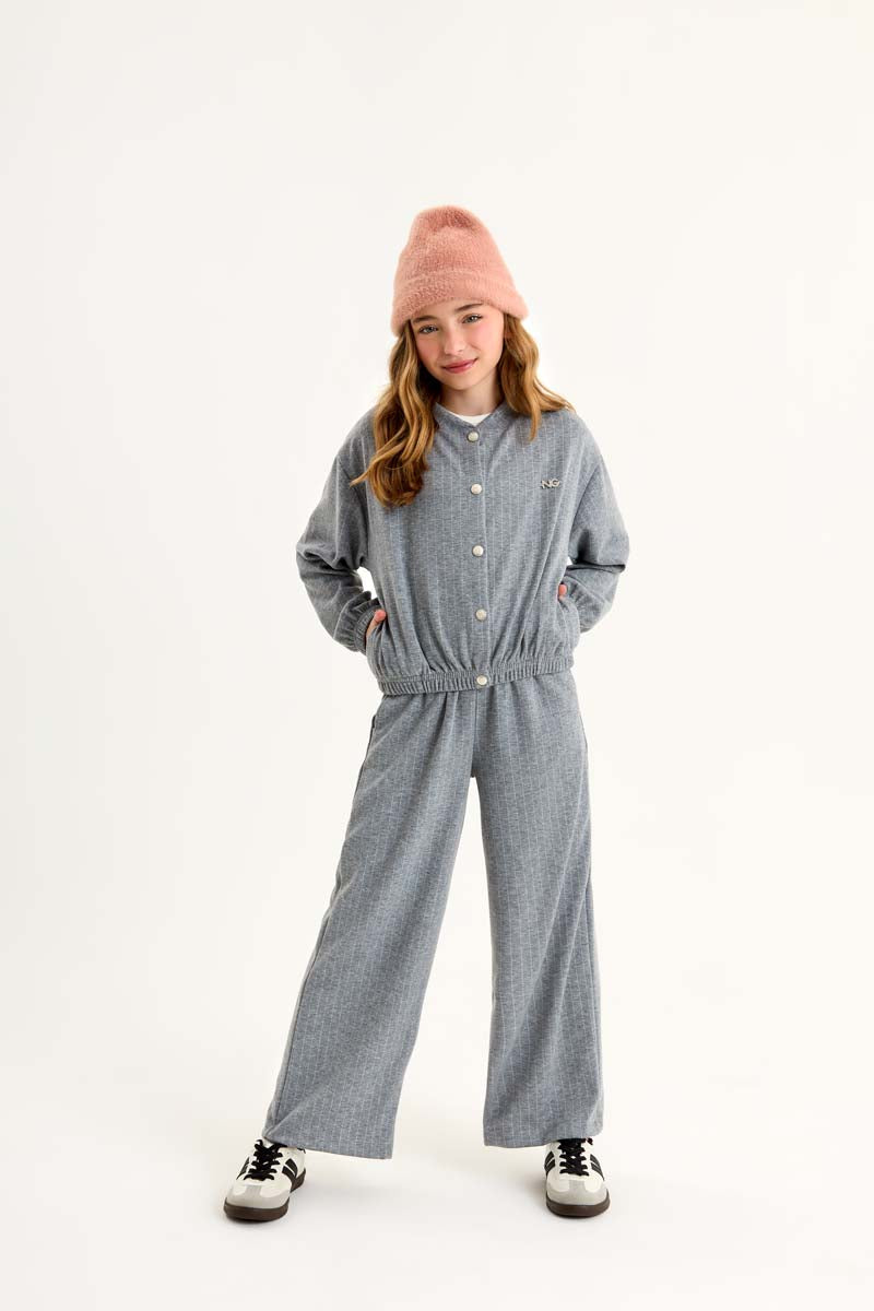 Jaqueta Infantil Meninas em Jacquard Risca de Giz