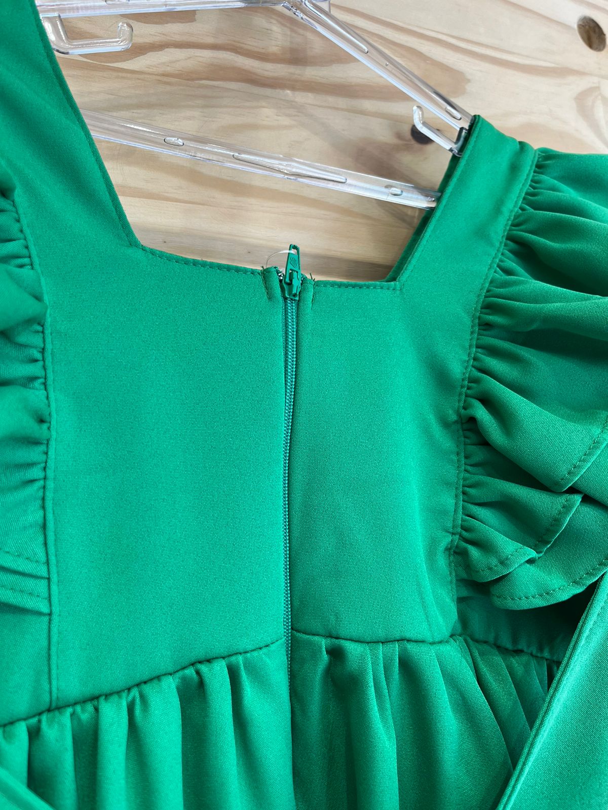 ziper do vestido verde infantil para meninas 