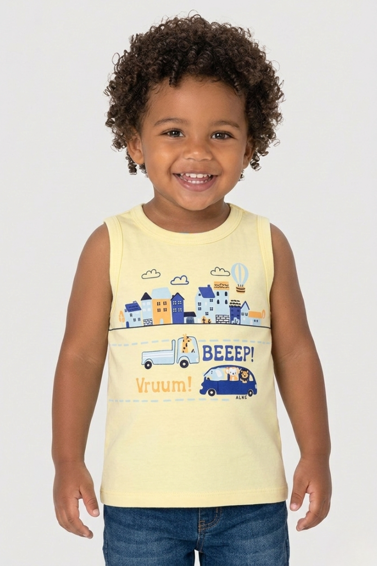 Camiseta Regata Baby em Algodão Amarelo Alenice