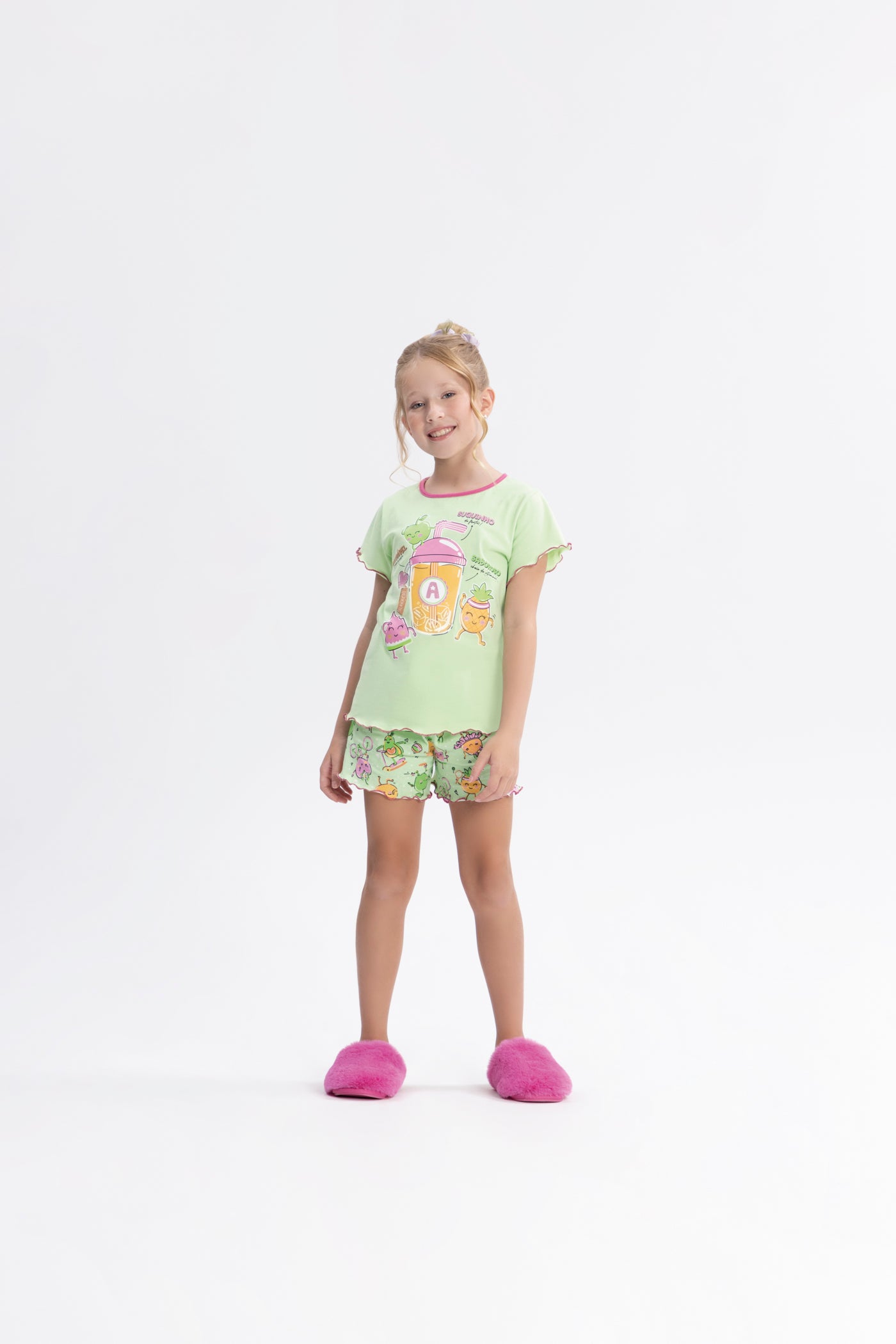 Pijama Infantil Meninas Verde Brilha no Escuro Alakazoo