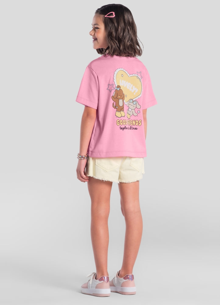 Camiseta Infantil Meninas Good Sweets Rosa Brandili