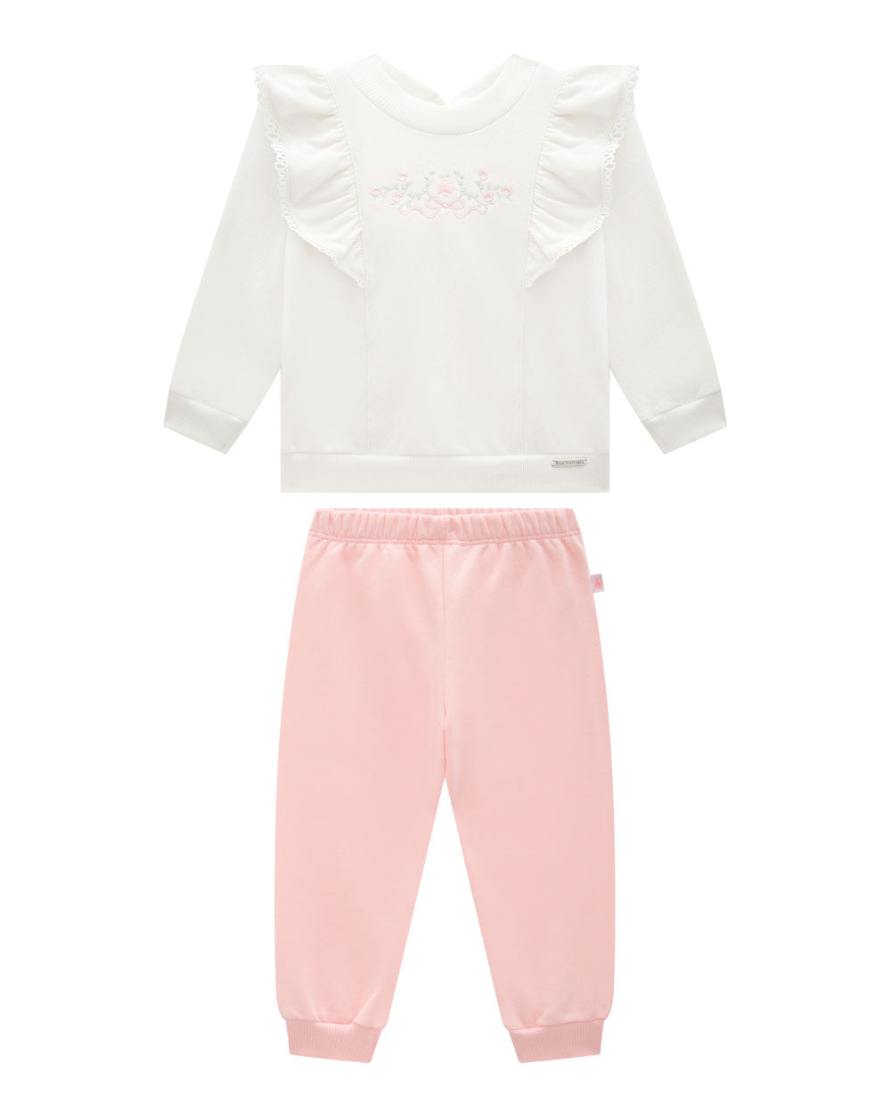 Conjunto Blusão Bordado e Calça de Moletom Meninas