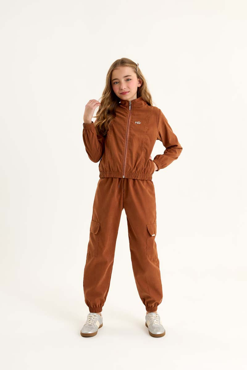 Jaqueta Infantil Feminina em Nylon Marrom