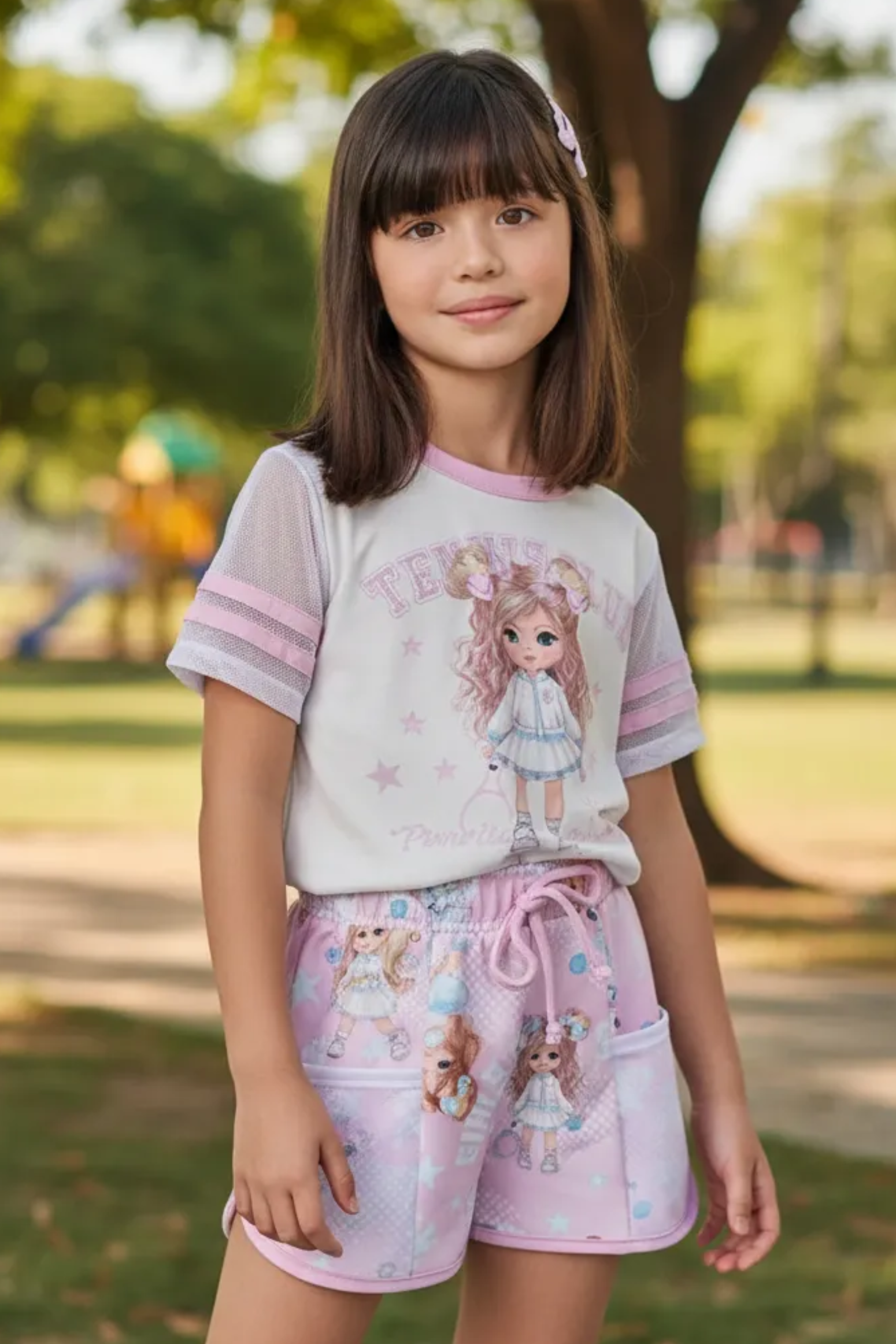 Conjunto Infantil MeninasTennis Club Shorts Molecotton Cinti