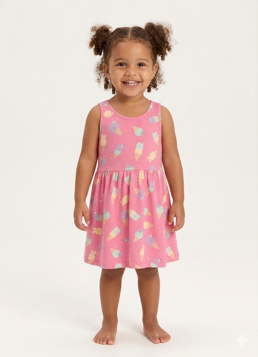 Vestido Baby Estampa Sorvetinho 100% Algodão