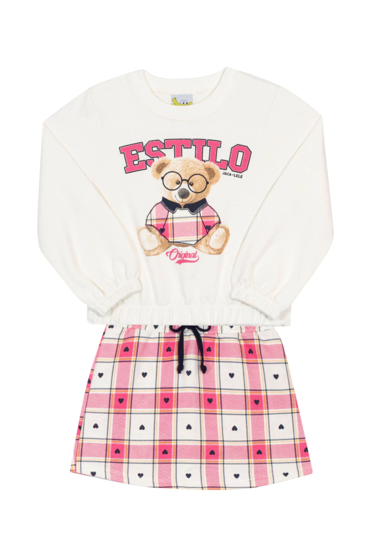 Conjunto Infantil com Shorts Saia e Blusa Manga Longa Moletom