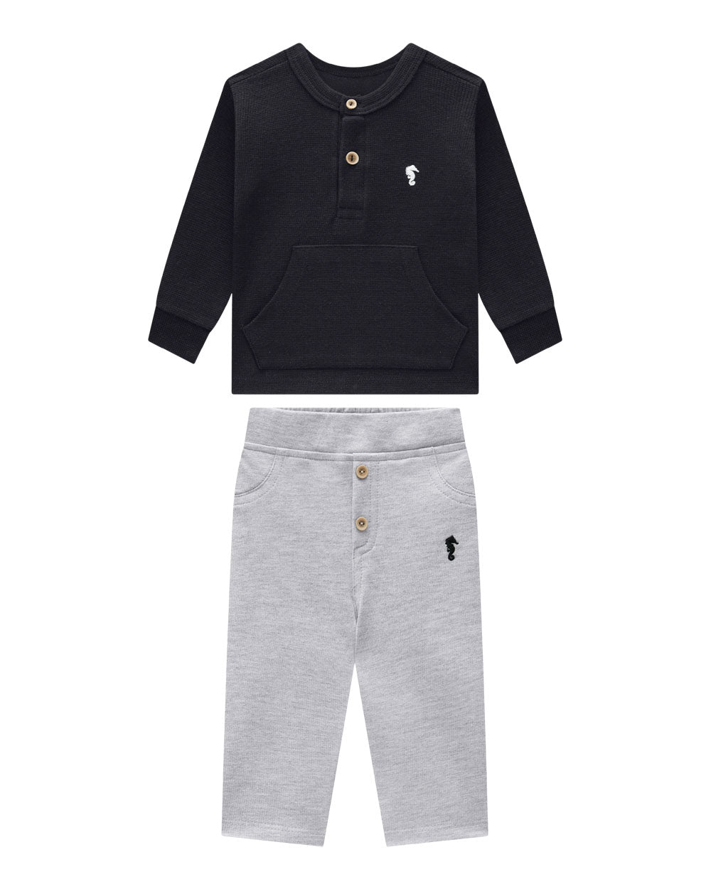 Conjunto Bata em Malha e Calça Moletinho Onda Marinha