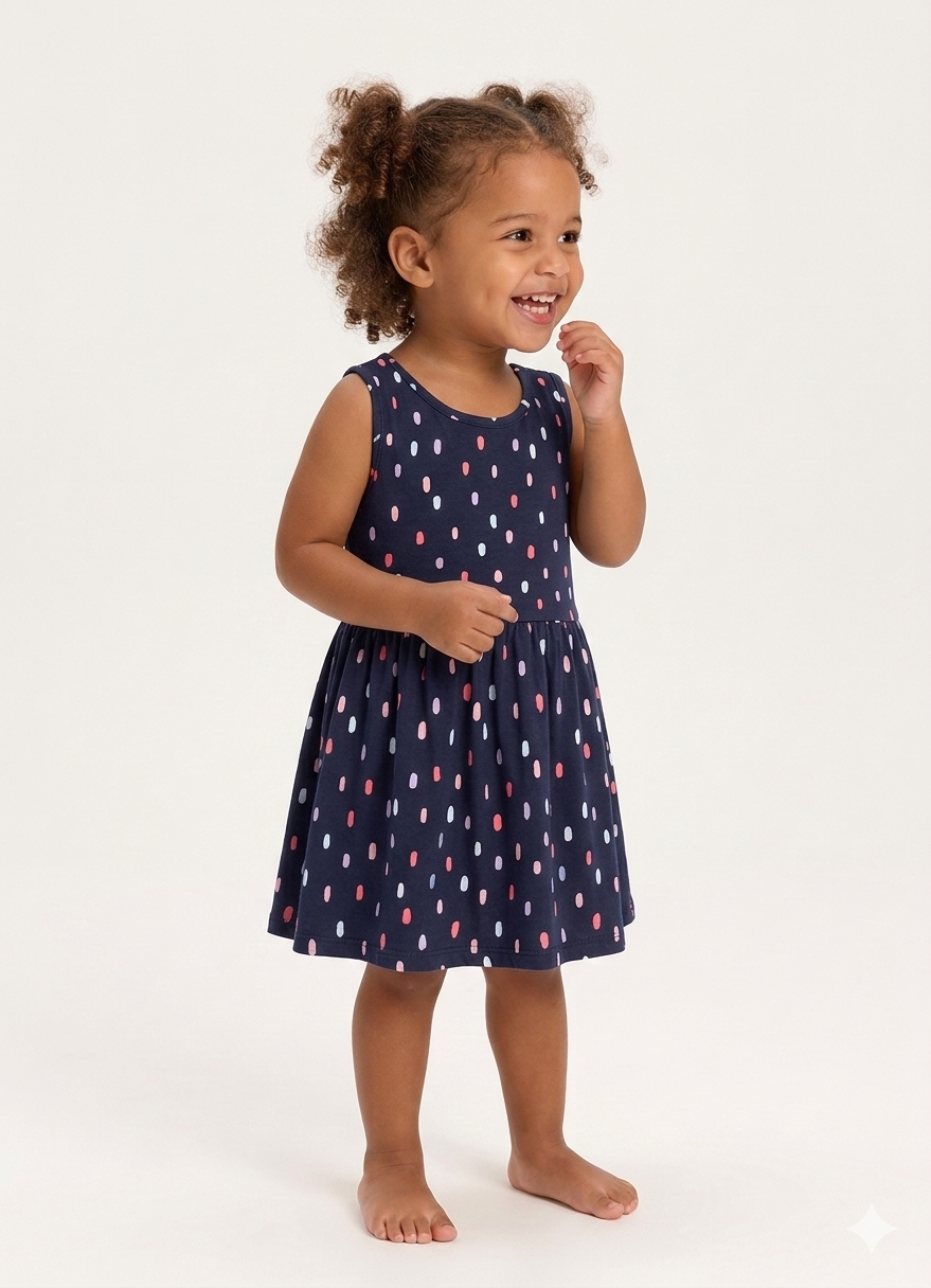 Vestido Baby Regata Azul Marinho 100% Algodão
