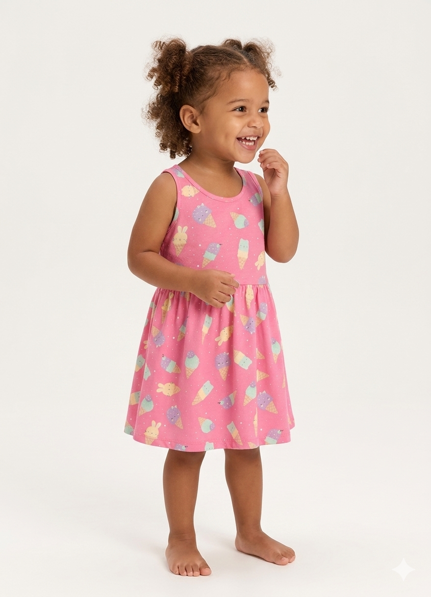 Vestido Baby Estampa Sorvetinho 100% Algodão