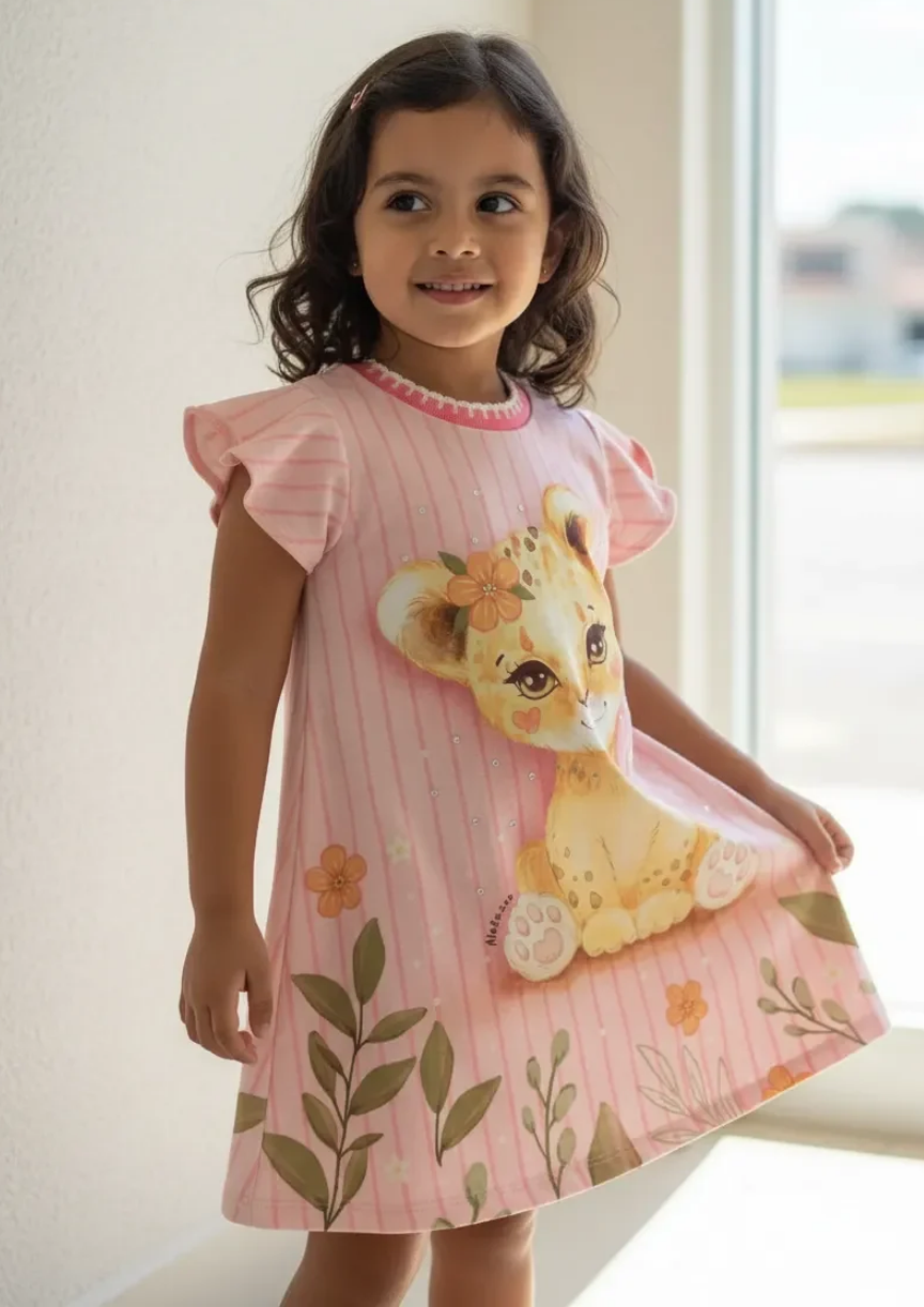 Vestido Infantil Meninas Malha Confort Alakazoo