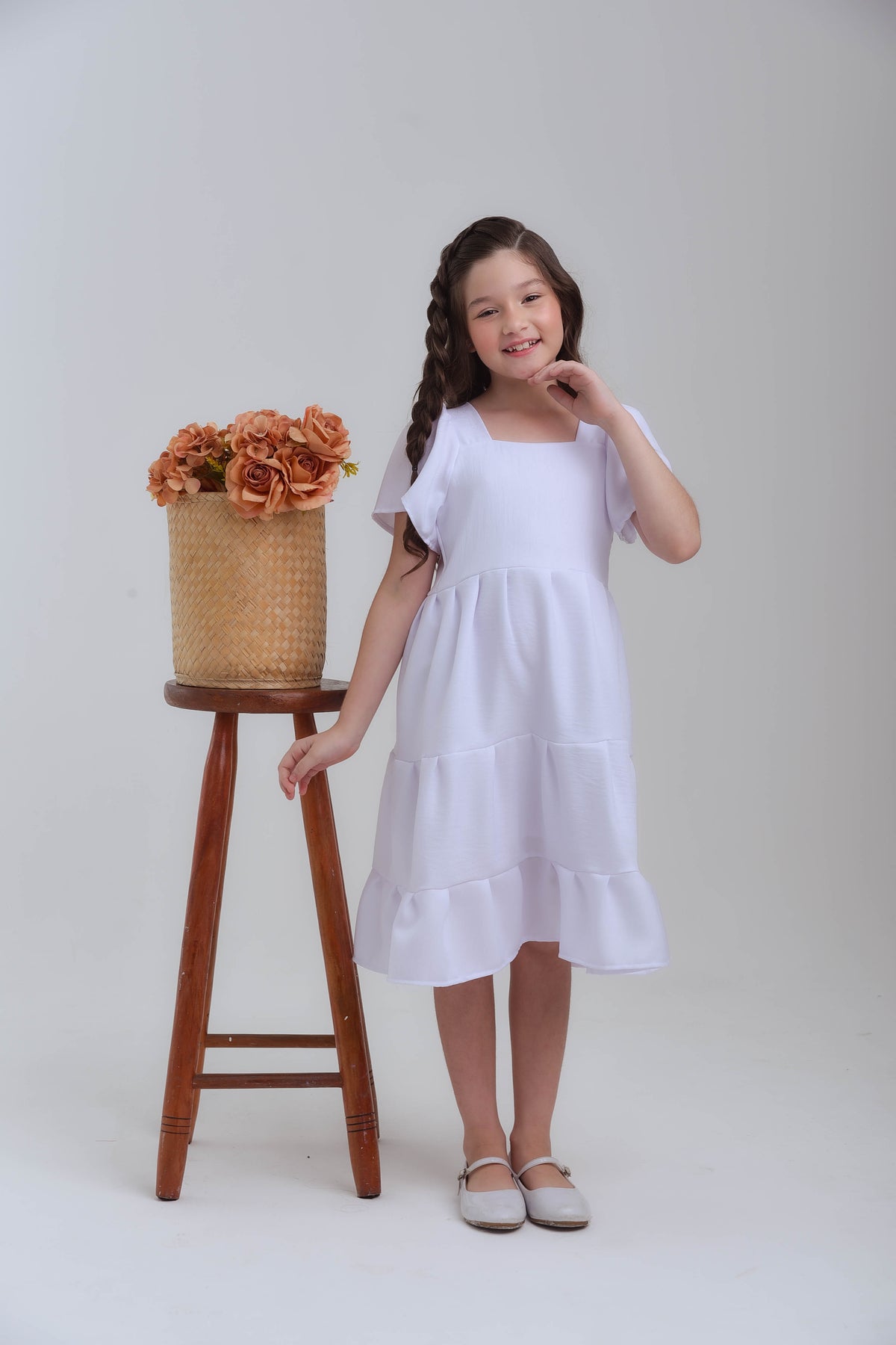 vestido infantil branco para meninas usar no batizado 