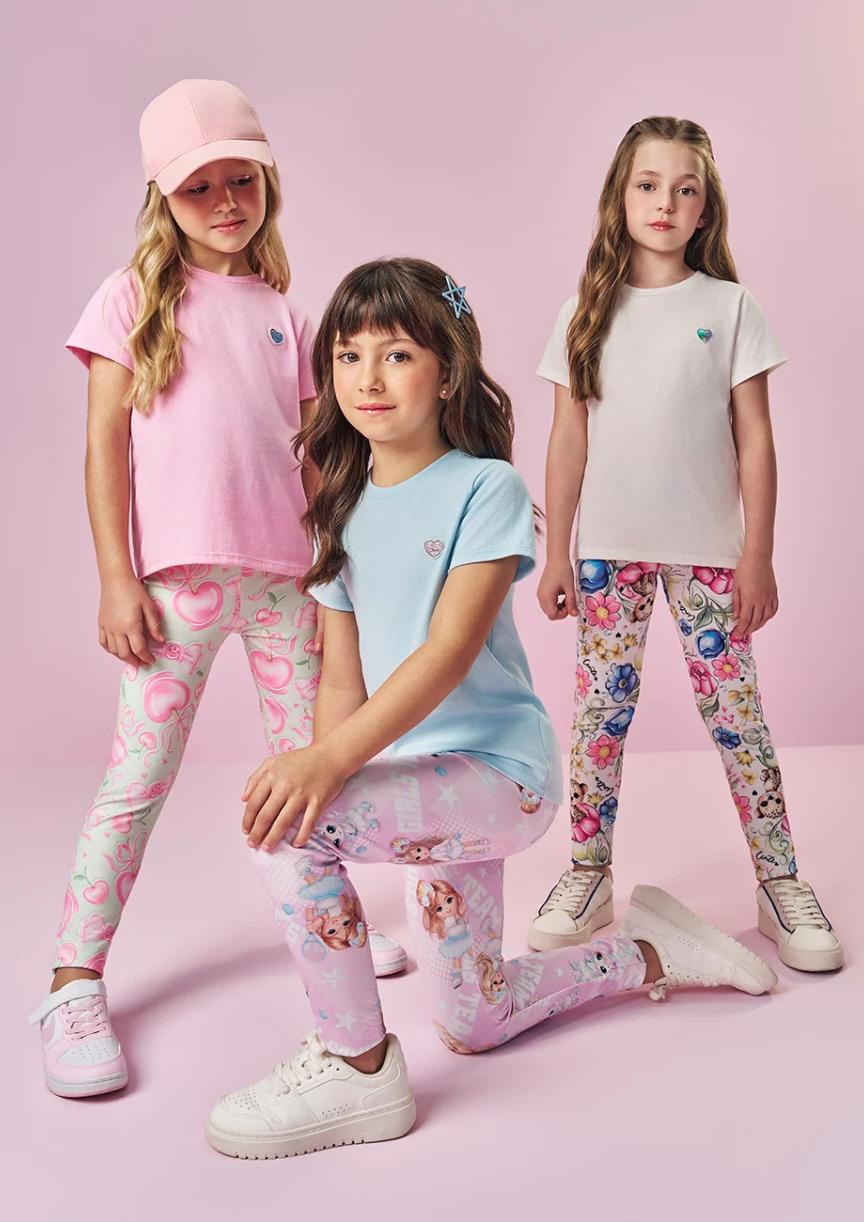 Calça legging infantil estampada para meninas com cós elástico confortável da Cinti