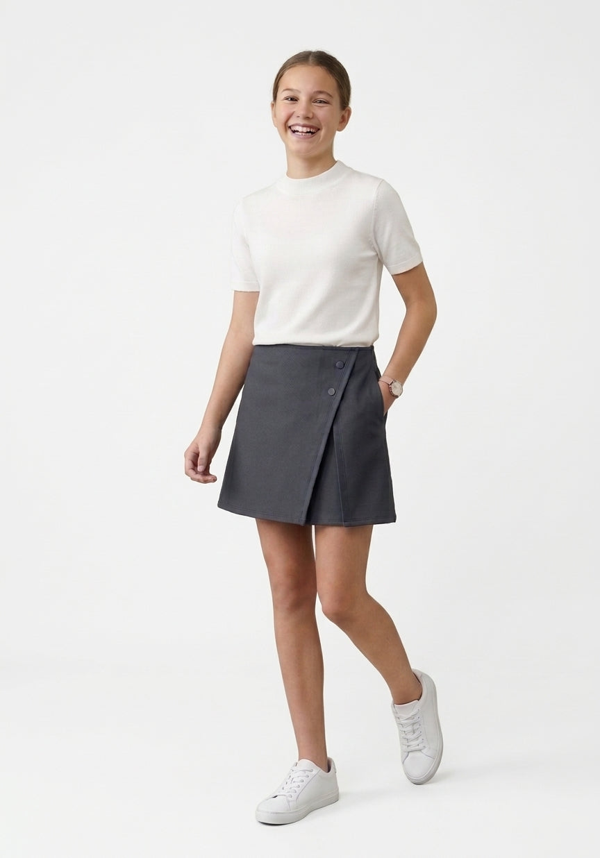 Shorts Saia Meninas Alfaitaria com Lapela Lateral