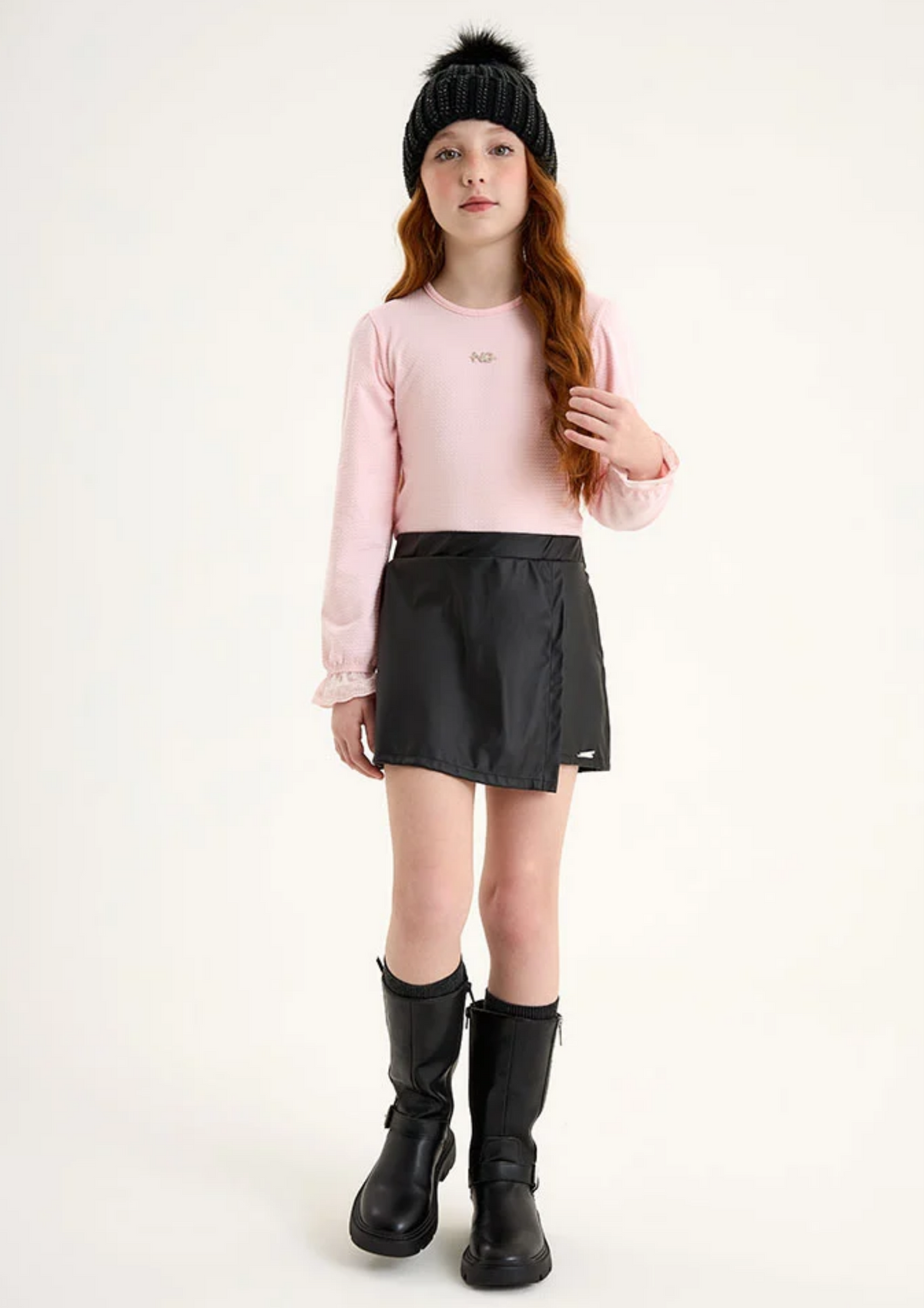 Blusa Infantil Meninas Manga Longa Póa - Rosa