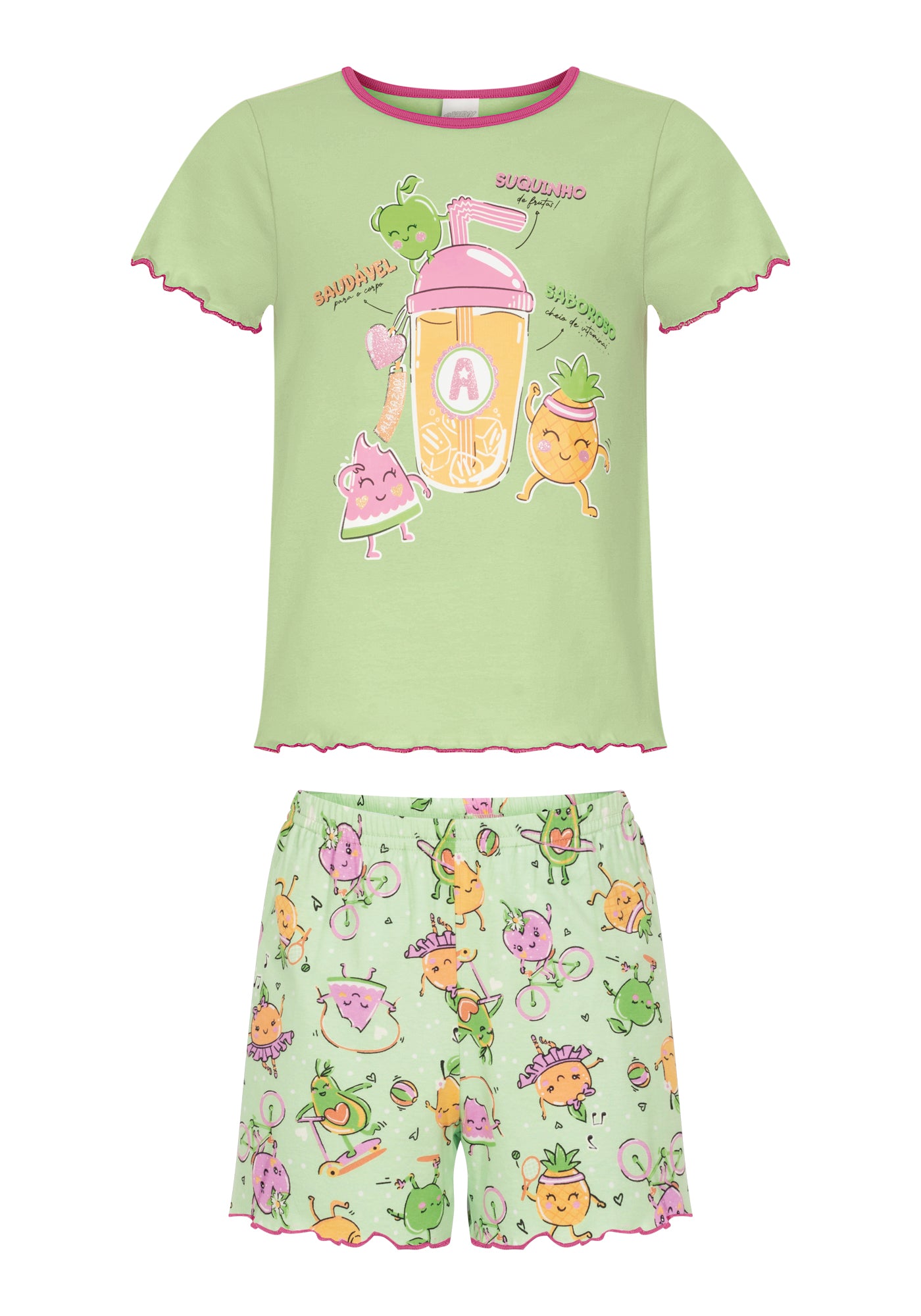 Pijama Infantil Meninas Verde Brilha no Escuro Alakazoo
