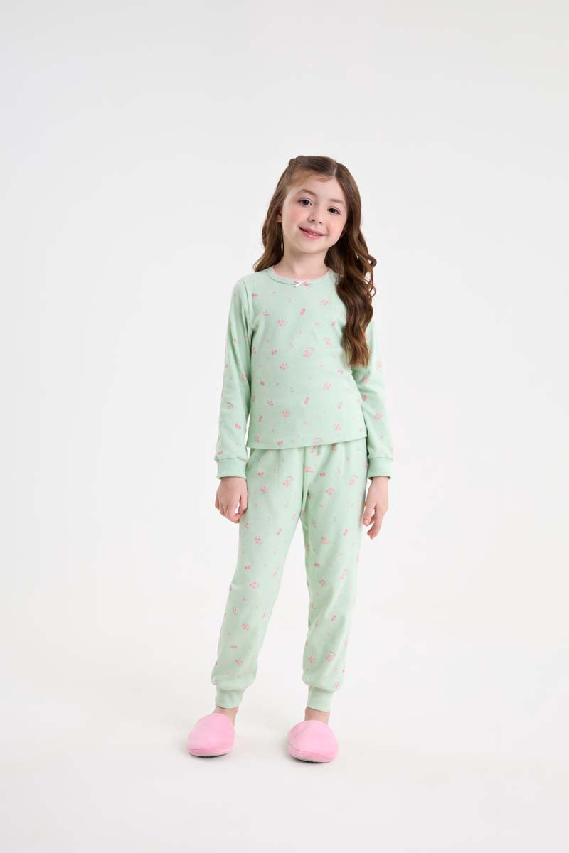 Pijama Infantil Malha Canelada 100% Algodão