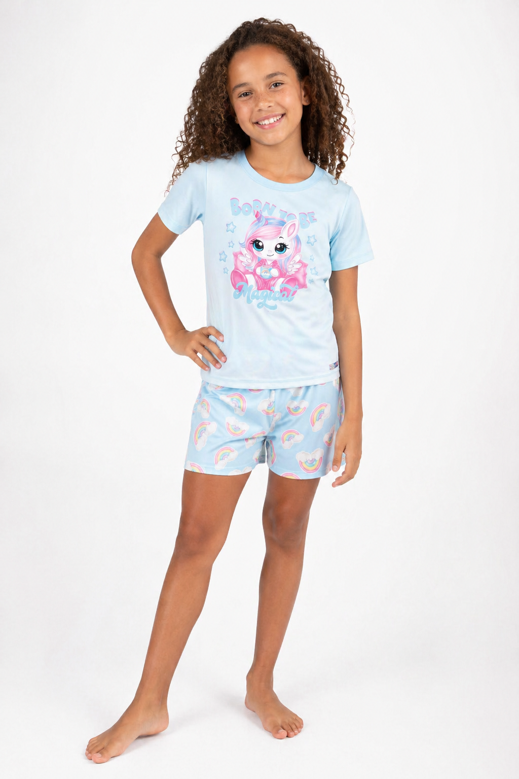 Pijama Infantil Meninas Manga Curta Unicórnio