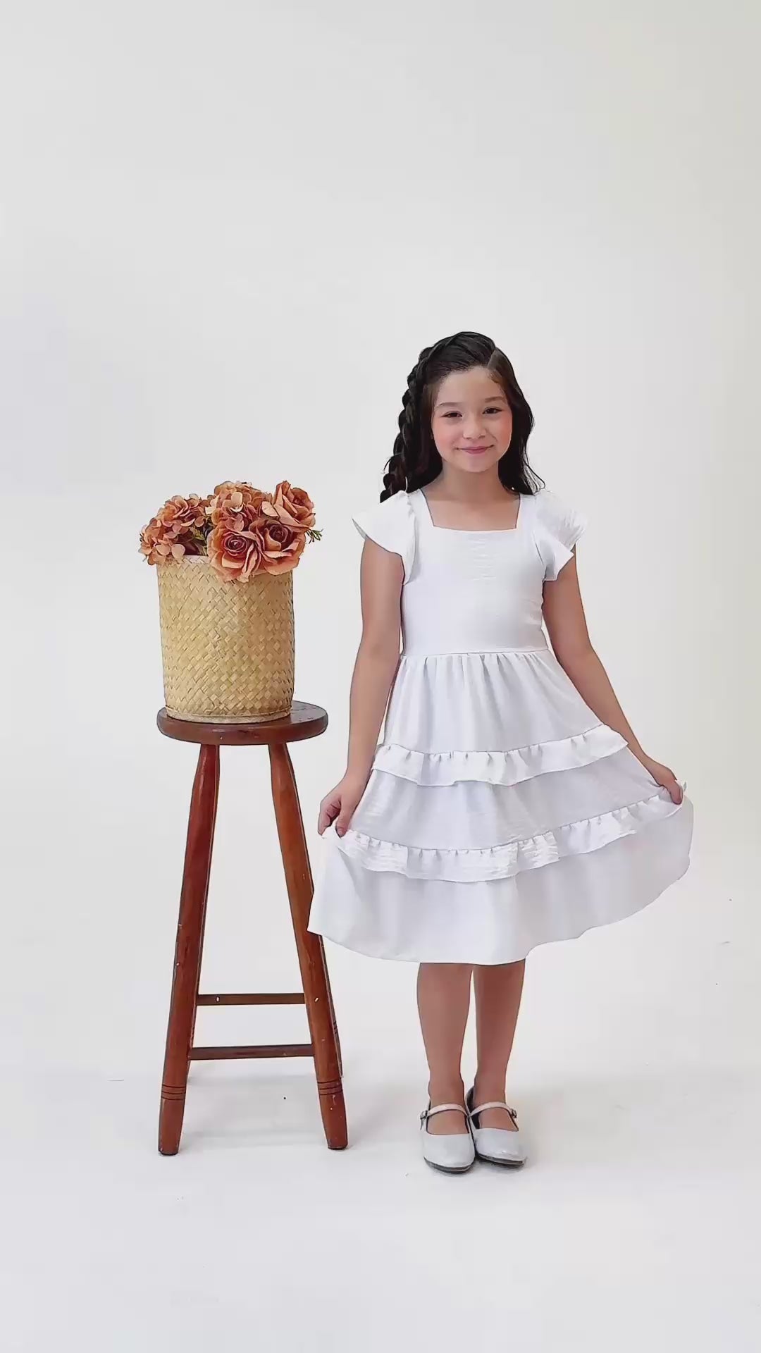 Vestido Infantil Meninas Branco Anny Viscose