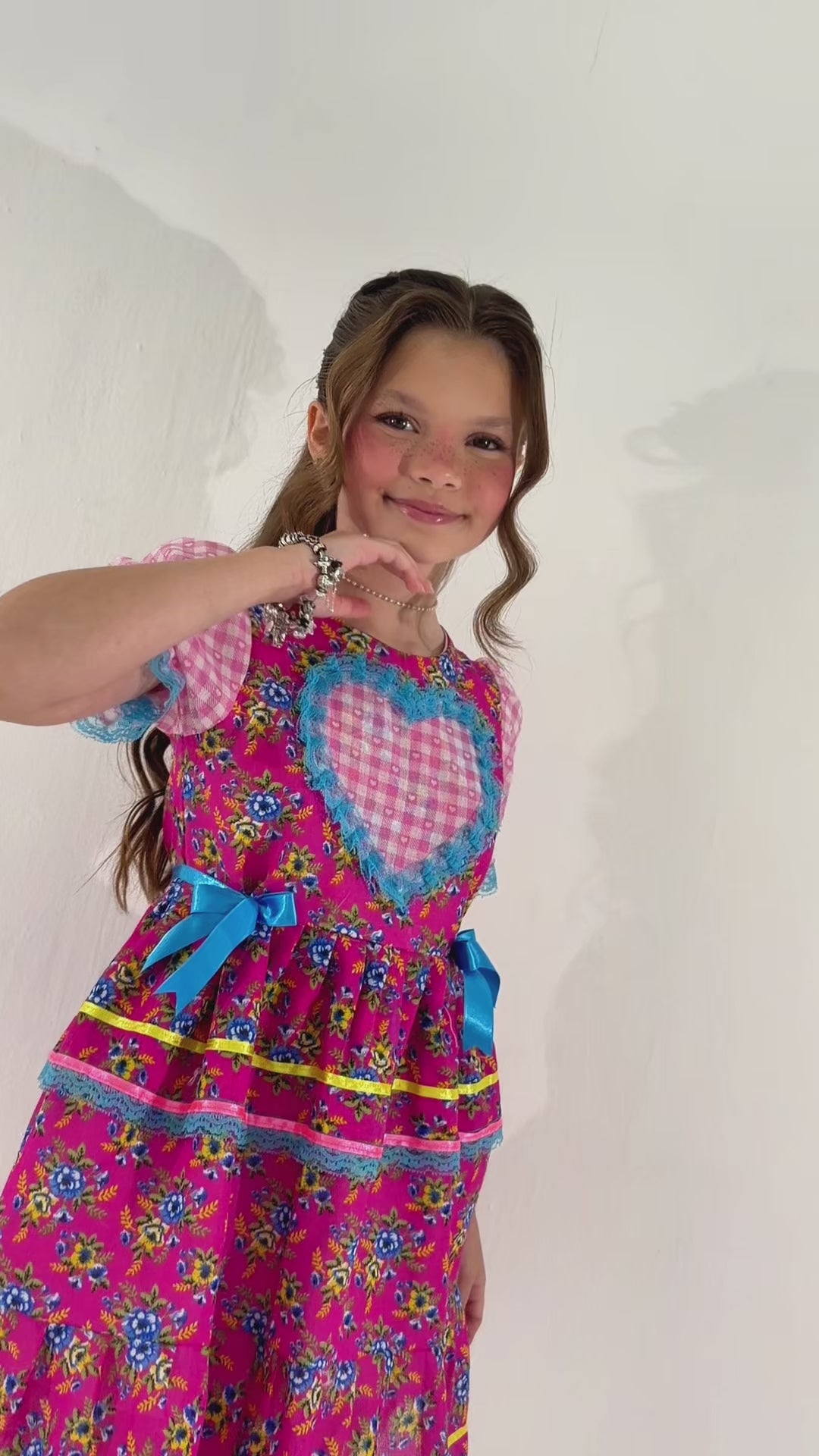 Vestido Infantil Festa Junina Love Rosa Pink