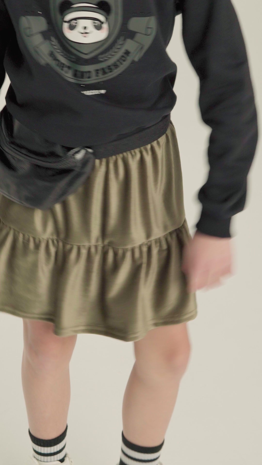 Conjunto Menina Alakazoo Blusão Panda e Shorts Saia Veludo - College Style