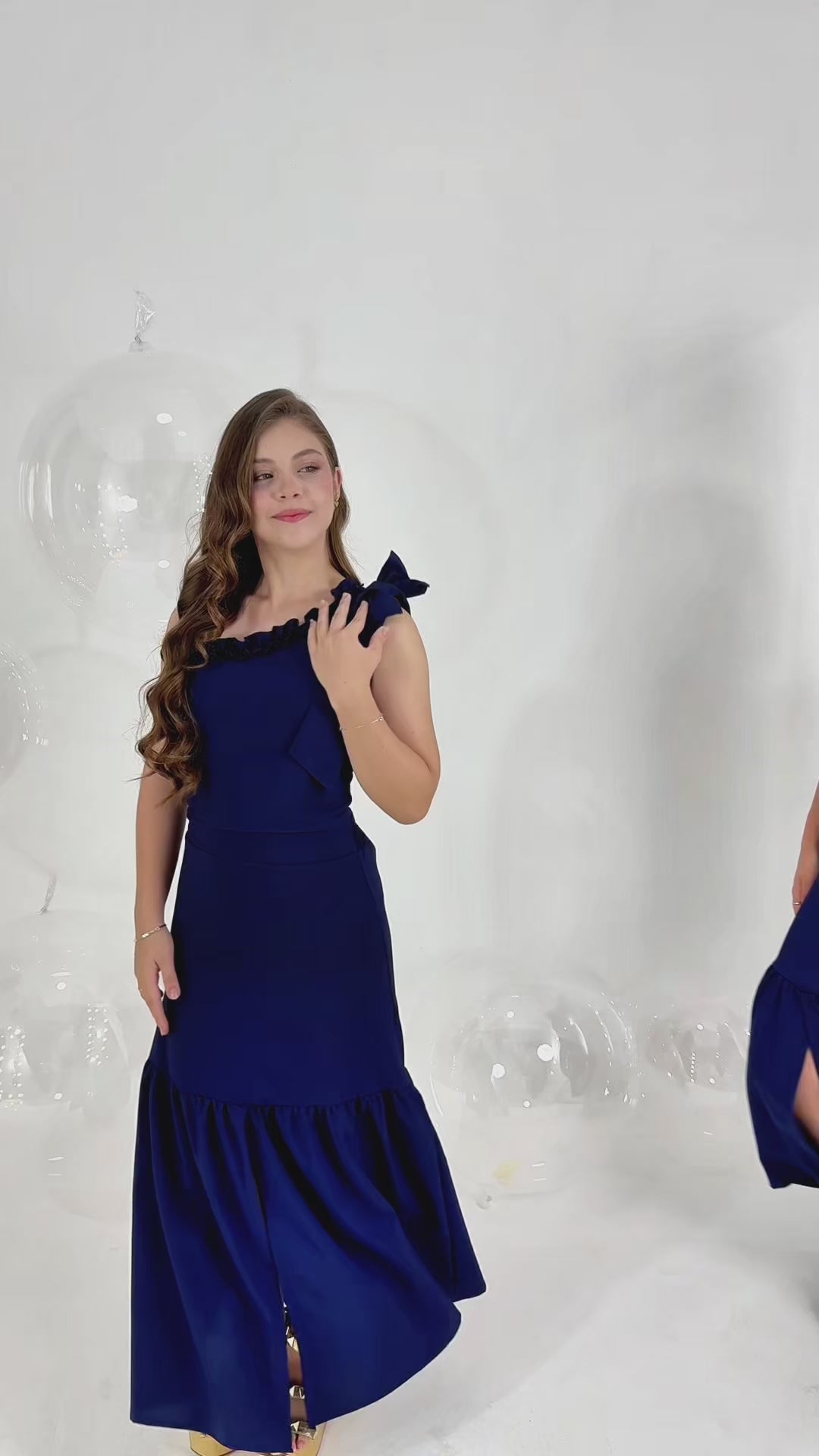 Conjunto Teen Saia Longa e Cropped com Laço no Ombro