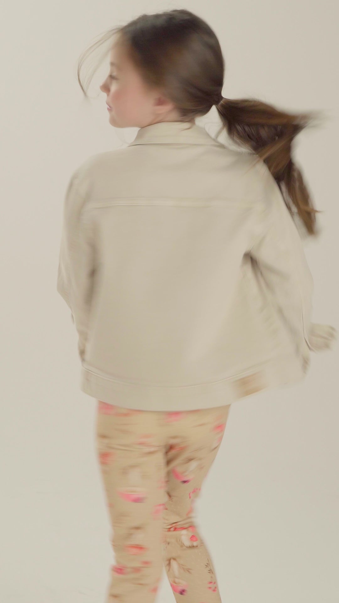 Jaqueta Sarja Infantil Meninas Rosa e Bege - Alakazoo