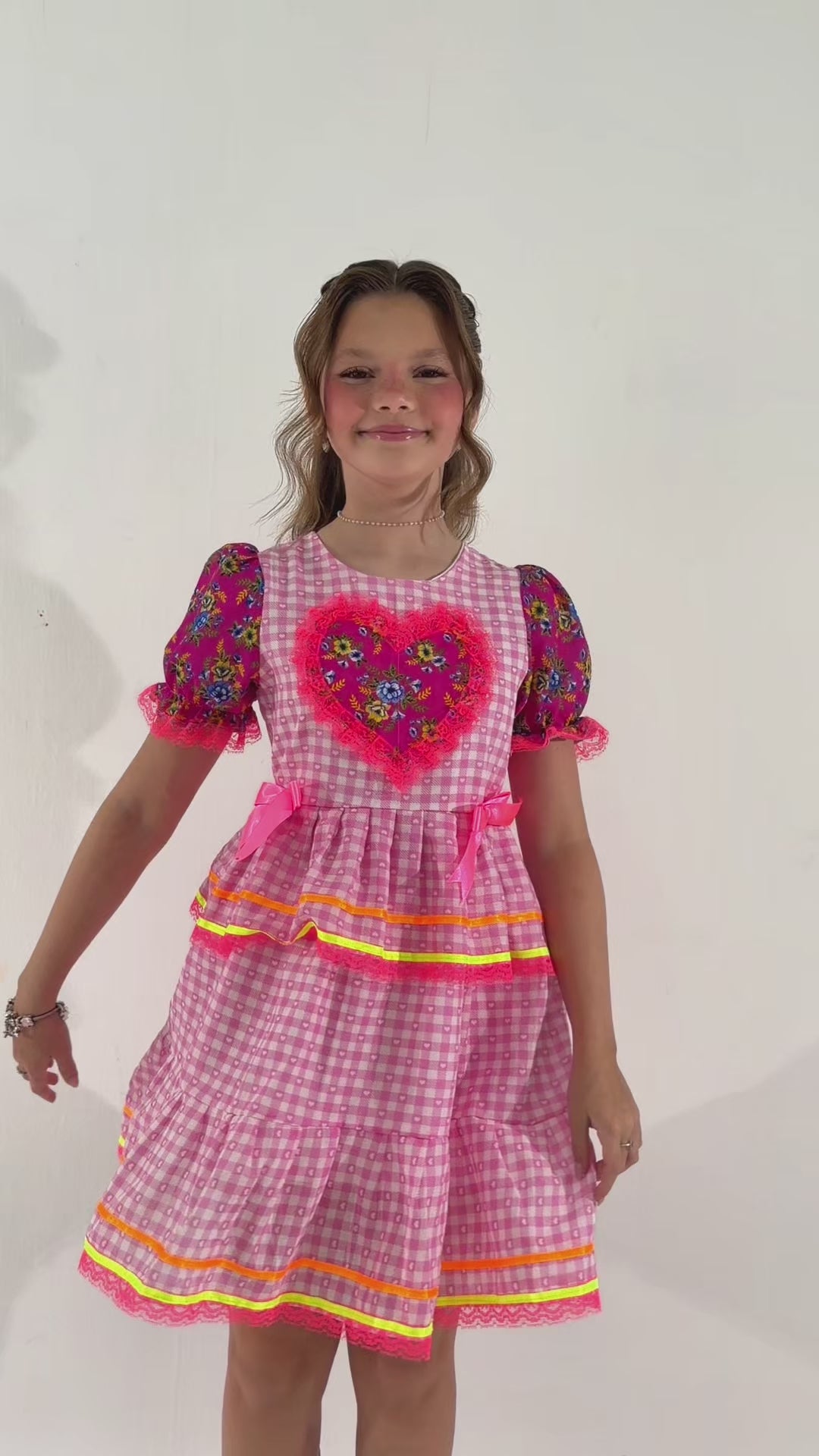 Vestido Infantil Festa Junina Love Rosa