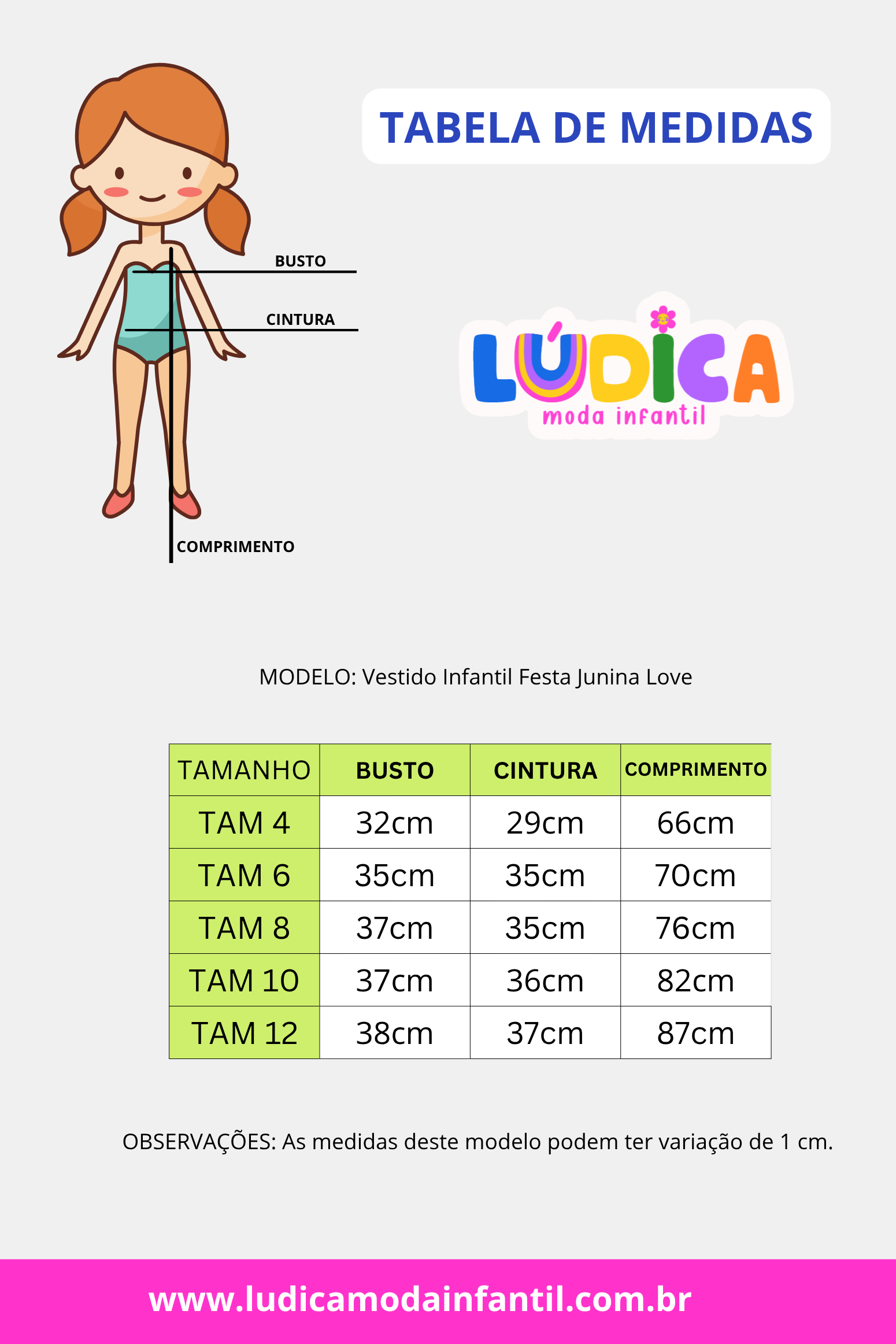Vestido Infantil Festa Junina Love Vermelho Floral