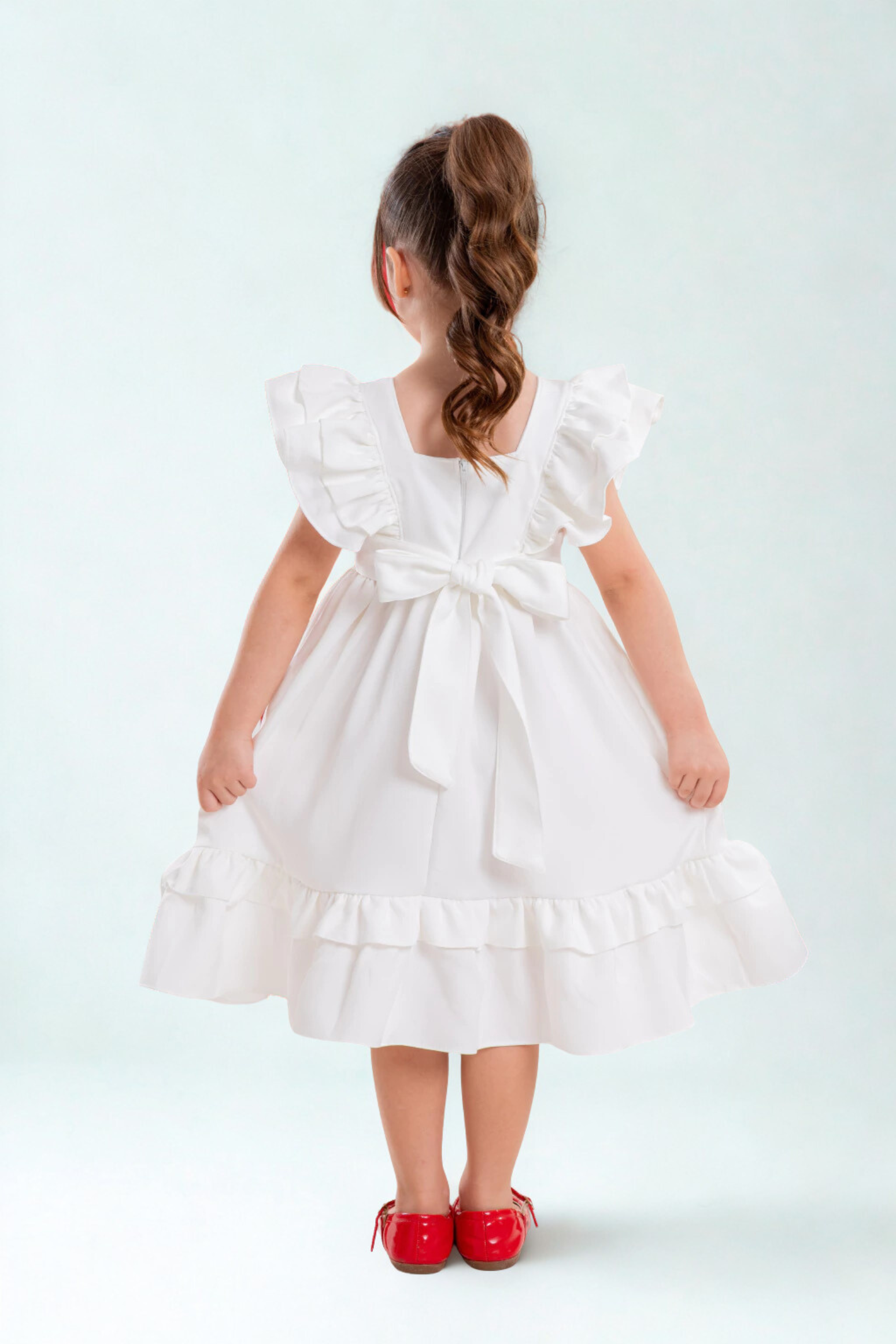Vestido Infantil Meninas Off White Luxo