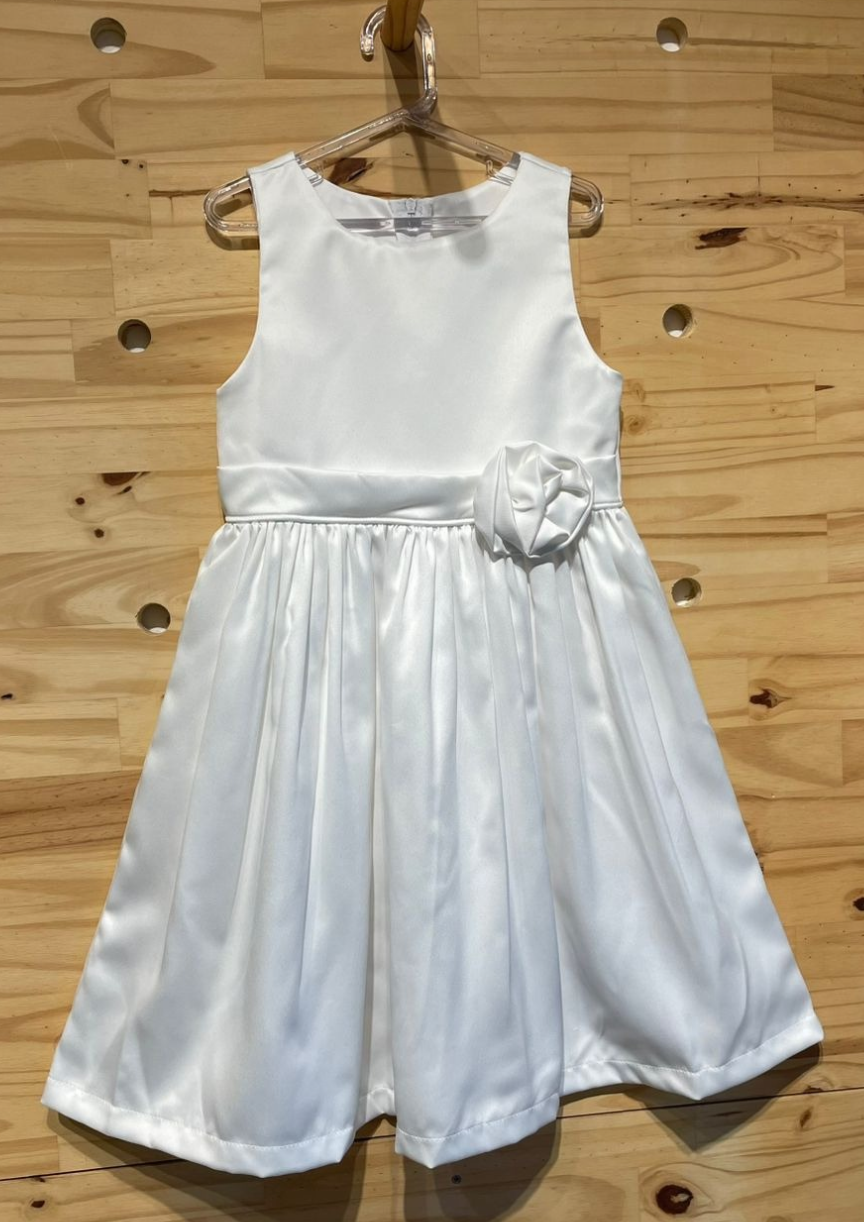 Vestido Alfaitaria Infantil Luxo Flor Branco