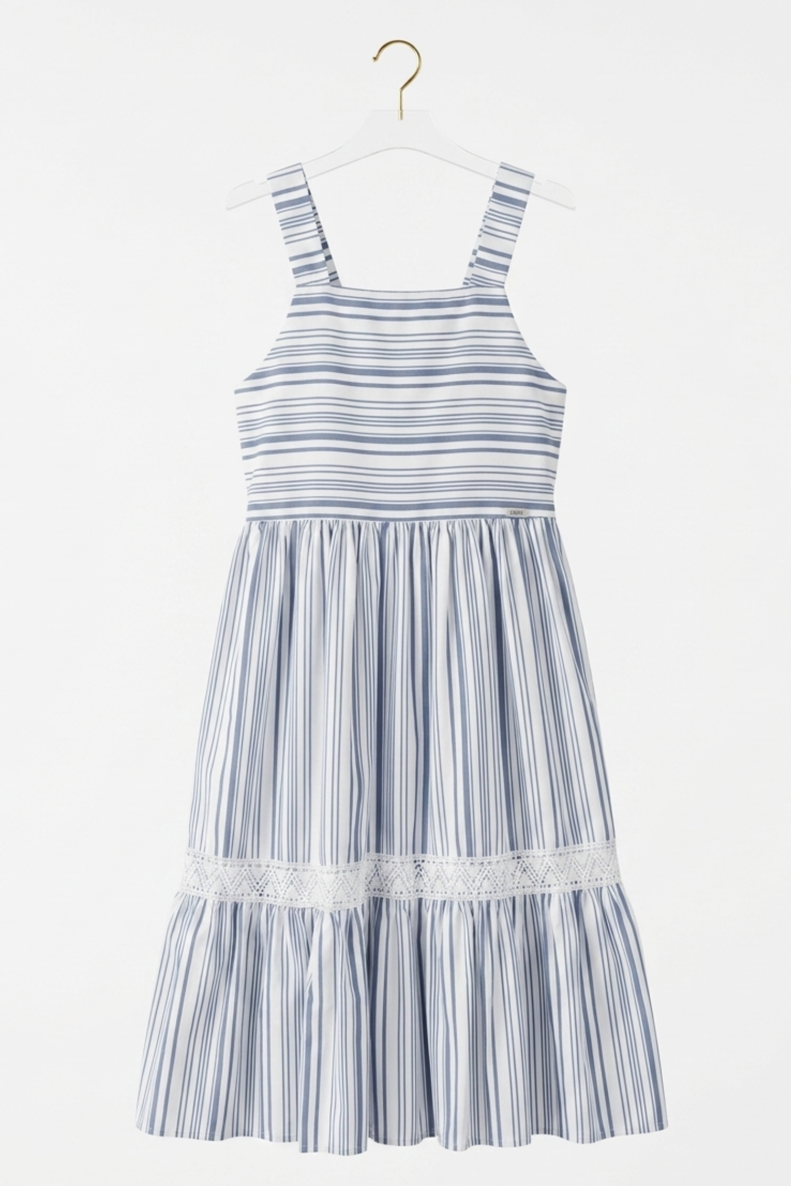 Vestido Juvenil Verão Listrado com Laise