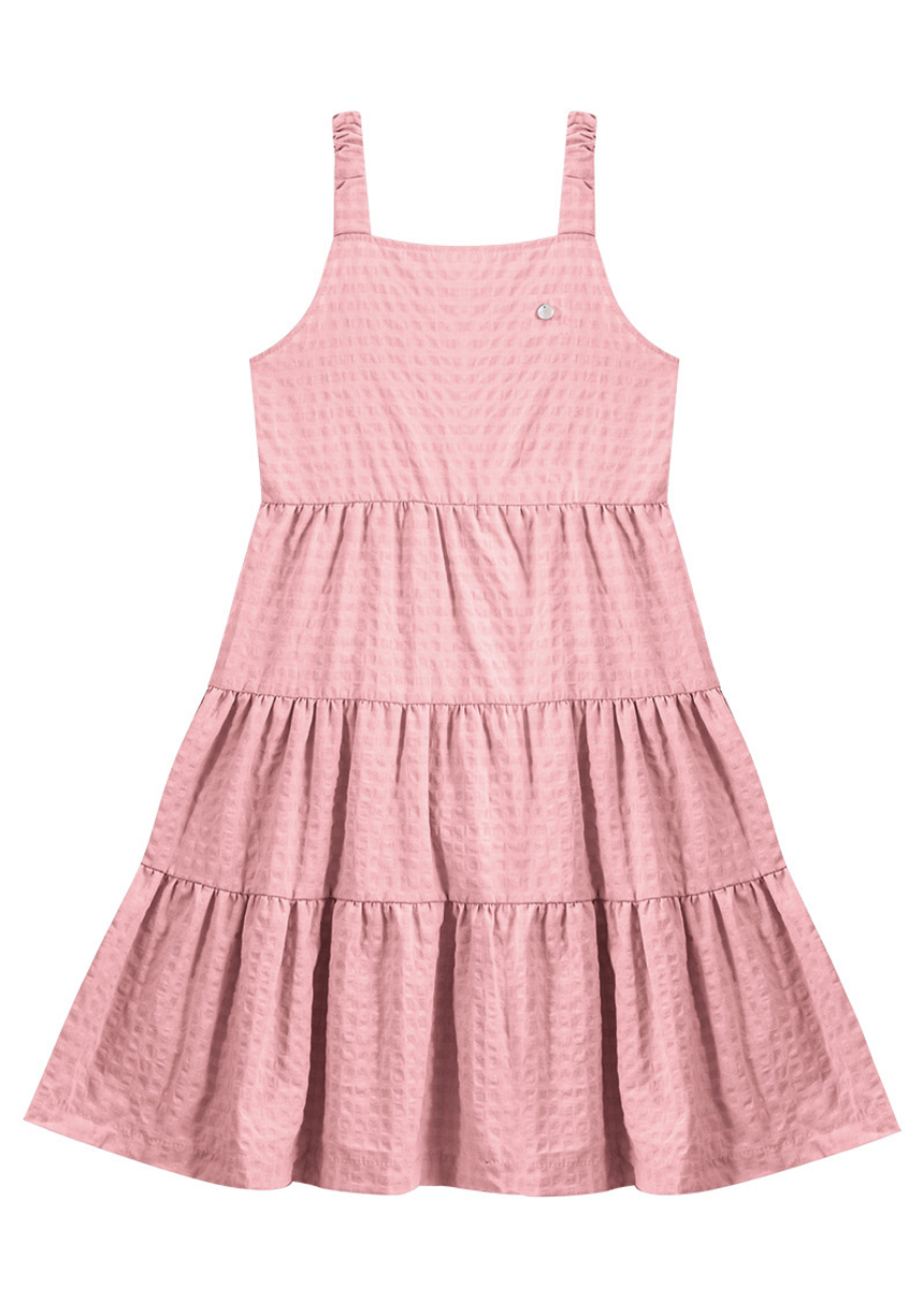 vestido rosa de verão para meninas adolescentes com vestido casual e confortável.