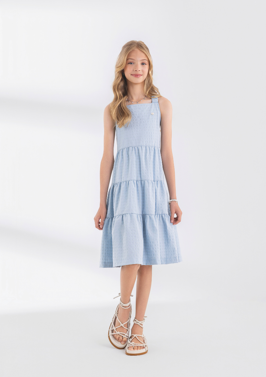 Vestido juvenil de verão feminino leve e fresco para meninas teen na Lúdica Moda Infantil.