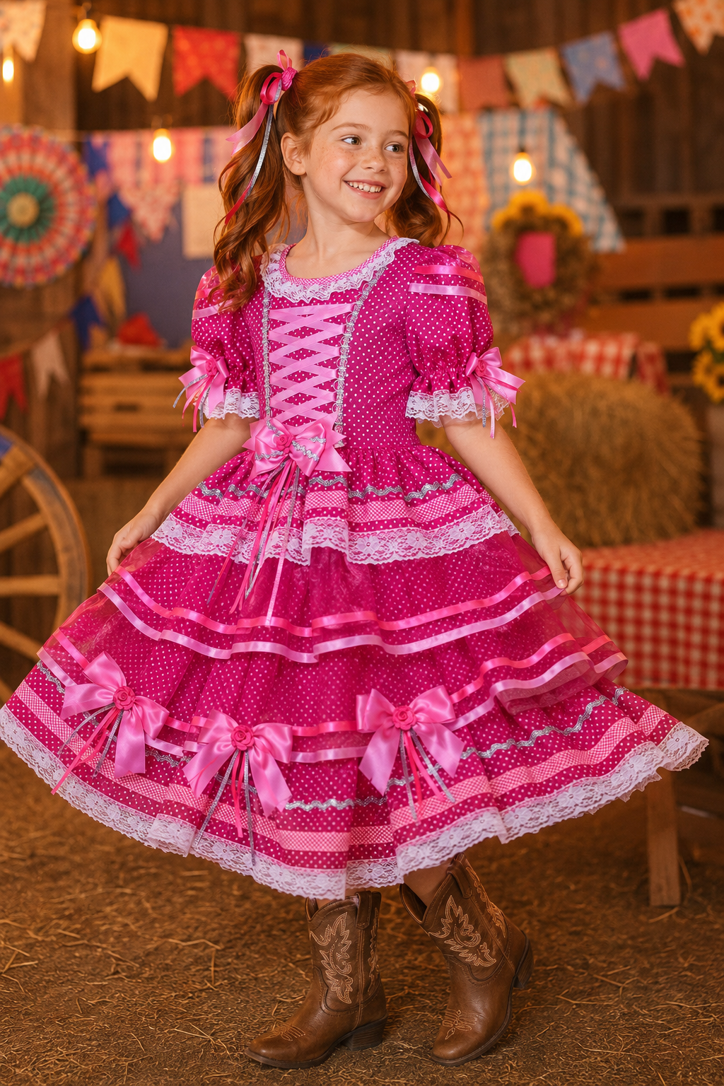 Vestido Caipira Infantil Luxo Festa Junina São João