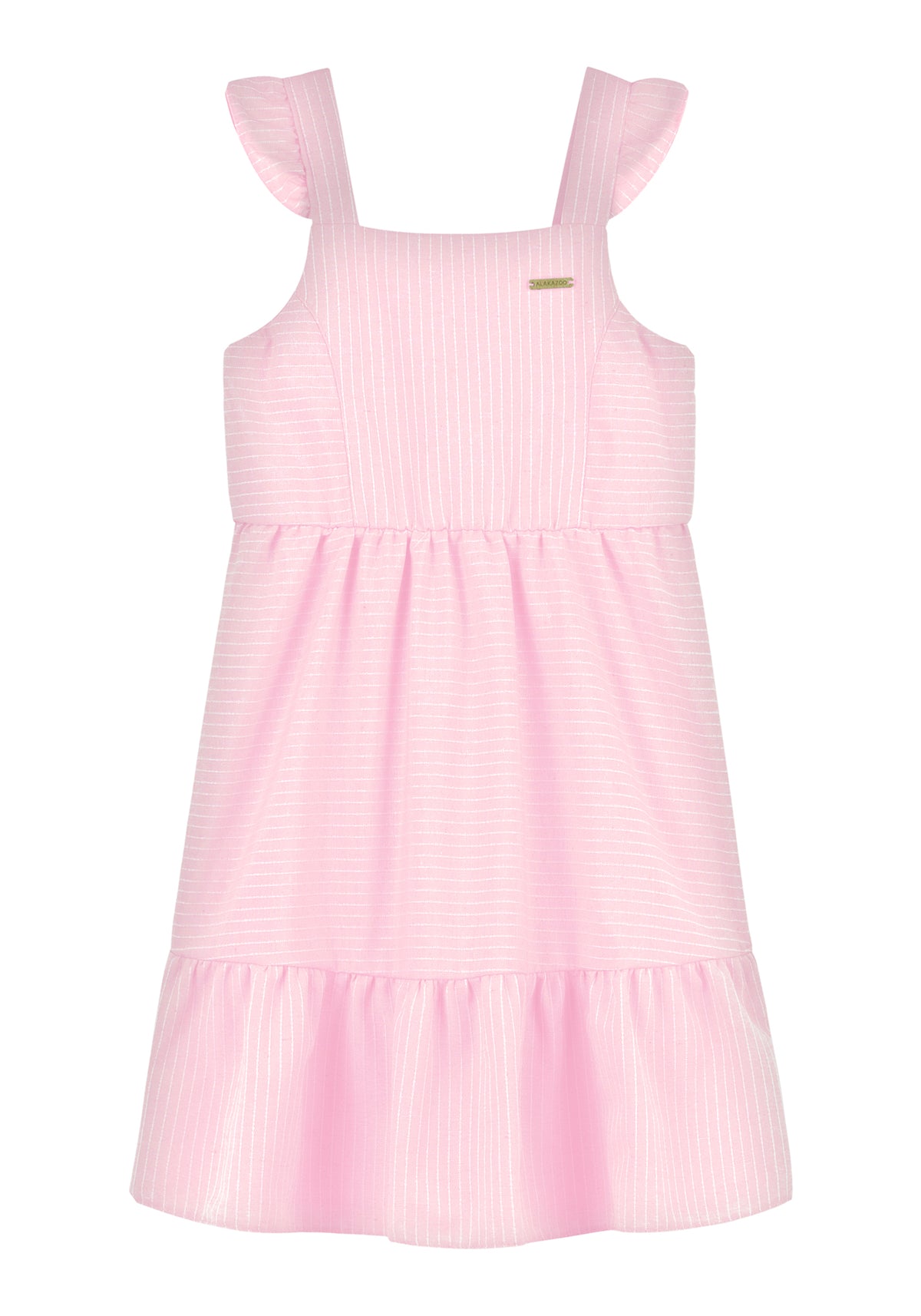 Vestido rosa de festa para meninas com caimento fluido e elegante.