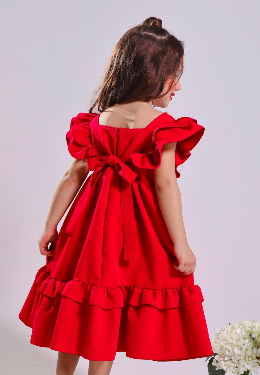 Vestido Infantil Festas Meninas Vermelho Luxo