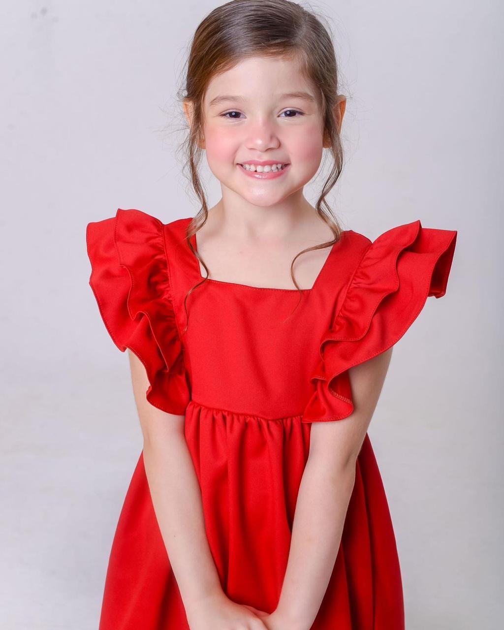 Vestido Infantil Festas Meninas Vermelho Luxo