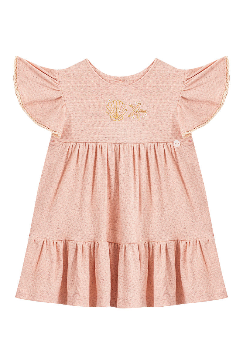 vestido salmão confortável e delicado para passeios e festas.